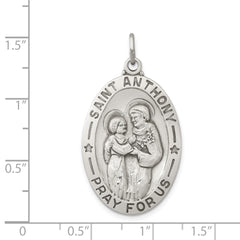 Sterling Silver 925 Saint Anthony Medal with Antiqued Finish Solid Die-Struck Design