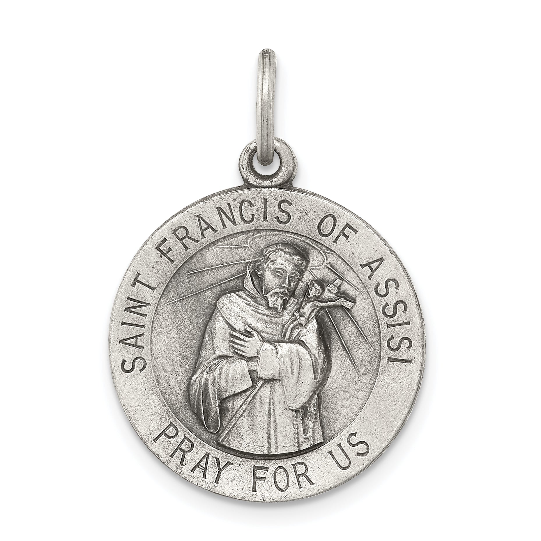 Sterling Silver Antiqued Saint Francis of Assisi Medal