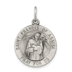 Sterling Silver Antiqued Saint Francis of Assisi Medal