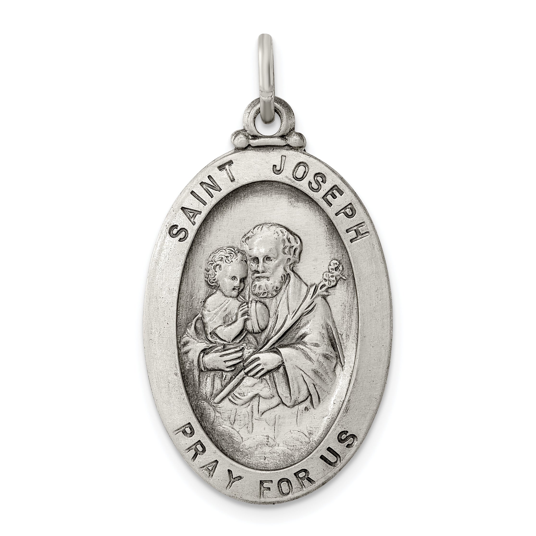 Sterling Silver Antiqued Saint Joseph Medal