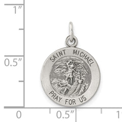 Sterling Silver 925 Saint Michael Medal Engravable Antiqued Pendant
