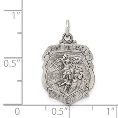 Sterling Silver 925 St. Michael Medal Engravable Antiqued Finish