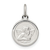 Sterling Silver Rhodium-plated Angel Medal Charm