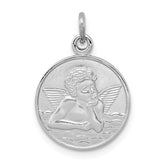 Sterling Silver Rhodium-plated/Plain Back Angel Medal