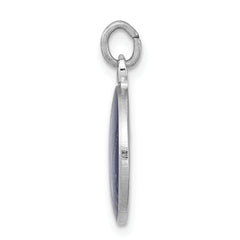 Sterling Silver Blue Epoxy Angel Charm with Polished Rhodium Finish