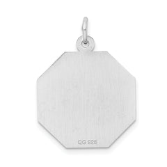 Sterling Silver 925 Polished Charm with Rhodium Plating Elegant Design