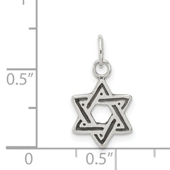 Sterling Silver 925 Star of David Charm with Antique Finish