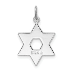 Sterling Silver Rhodium-Plated Star of David Pendant Polished Finish