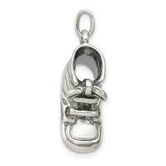 Sterling Silver 925 Baby Shoe Pendant with Antiqued Polished Finish