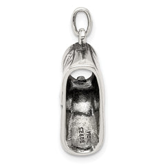 Sterling Silver 925 Baby Shoe Pendant with Antiqued Polished Finish