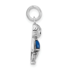 Sterling Silver Enamel Boy Charm with Polished Antique Finish, Unisex