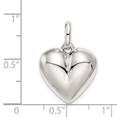 Sterling Silver 925 Polished Heart Charm with Anti-Tarnish Finish