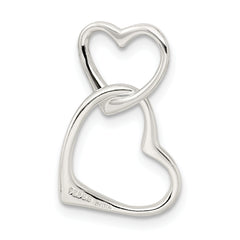 Sterling Silver 925 Double Heart Pendant with Polished Anti-Tarnish Finish