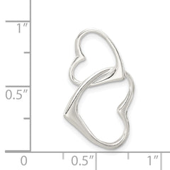 Sterling Silver 925 Double Heart Pendant with Polished Anti-Tarnish Finish