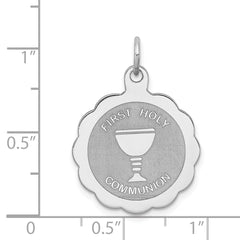 Sterling Silver Rhodium-Plated Communion Charm for Children Polished Finish