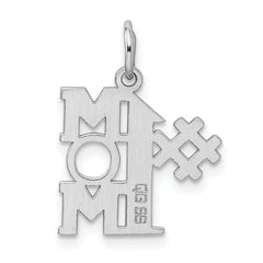 Sterling Silver 925 #1 Mom Charm Rhodium-Plated Polished Finish