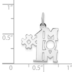 Sterling Silver 925 #1 Mom Charm Rhodium-Plated Polished Finish