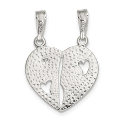 Sterling Silver 925 Best Friends Heart Pendant Polished Anti-Tarnish