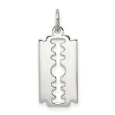Sterling Silver Rhodium-plated Razor Blade Polished Charm