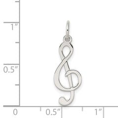 Sophia Jewelers Sterling Silver Rhodium-Plated Treble Clef Polished Charm
