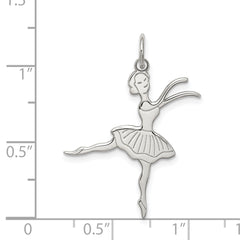 Sophia Jewelers Sterling Silver Ballerina Charm with Polished Rhodium Finish