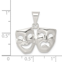 925 Sterling Silver Comedy/Tragedy Charm with Polished Anti-Tarnish Finish