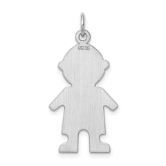 Sterling Silver 925 Engravable Boy Disc Charm with Rhodium Polish