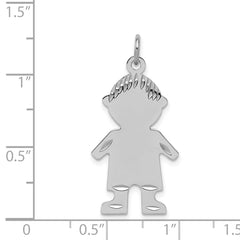 Sterling Silver 925 Engravable Boy Disc Charm with Rhodium Polish