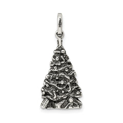 Sterling Silver 925 Christmas Tree Charm Antique Vintage Inspired