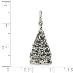 Sterling Silver 925 Christmas Tree Charm Antique Vintage Inspired