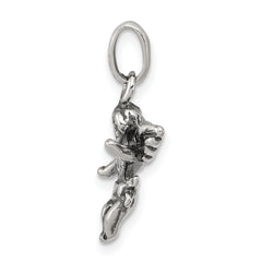 925 Sterling Silver Antiqued Angel Charm Elegant Vintage Pendant