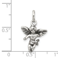 925 Sterling Silver Antiqued Angel Charm Elegant Vintage Pendant