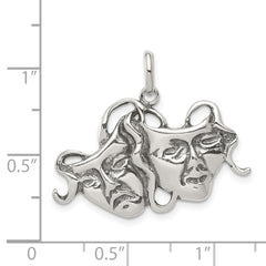 Sterling Silver 925 Antiqued Comedy/Tragedy Charm with Textured Back