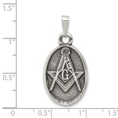 Sterling Silver 925 Masonic Antiqued Men's Pendant by Sophia Jewelers
