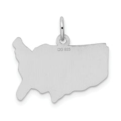 Sterling Silver 925 Polished USA Charm Engravable Pendant by Sophia Jewelers