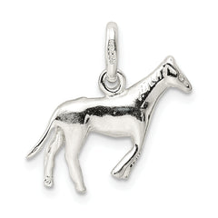 Sterling Silver 3D Horse Charm Pendant with Polished Finish