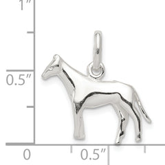Sterling Silver 3D Horse Charm Pendant with Polished Finish