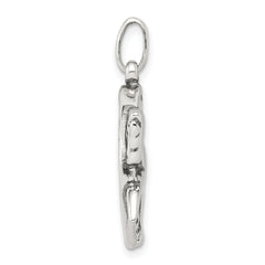 Antiqued Sterling Silver Men's Horseshoe Horse Charm Pendant