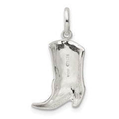 Sterling Silver Cowboy Boot Charm with Polished Finish for Men