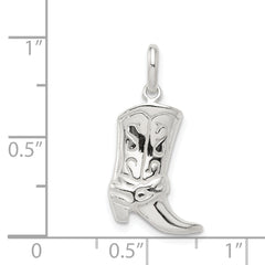 Sterling Silver Cowboy Boot Charm with Polished Finish for Men
