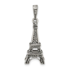 925 Sterling Silver Eiffel Tower Pendant with Polished 3D Design