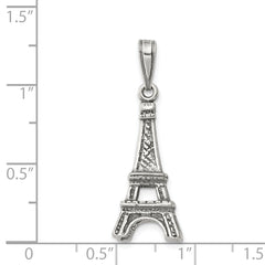 925 Sterling Silver Eiffel Tower Pendant with Polished 3D Design