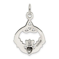Sterling Silver Mens Claddagh Pendant with Antiqued Finish by Sophia Jewelers