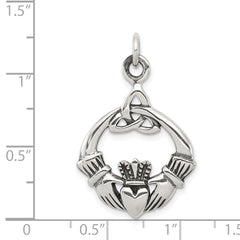 Sterling Silver Mens Claddagh Pendant with Antiqued Finish by Sophia Jewelers