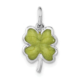 Sterling Silver Polished Green Enamel 4 Leaf Clover Charm