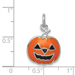 Sterling Silver Rhodium-Plated Jack-o'-Lantern Charm Halloween Themed Elegant Pendant