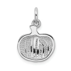 Sterling Silver 925 Pumpkin Charm with Rhodium and Orange Enamel