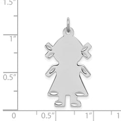 Sterling Silver 925 Engravable Girl Charm with Polished Finish