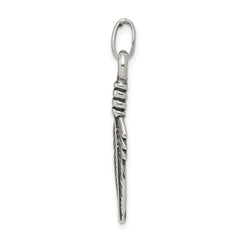Men's Sterling Silver 925 Antiqued Feather Charm Pendant
