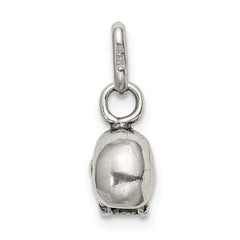 Sterling Silver 925 Antiqued Skull Charm with 3D Detail
